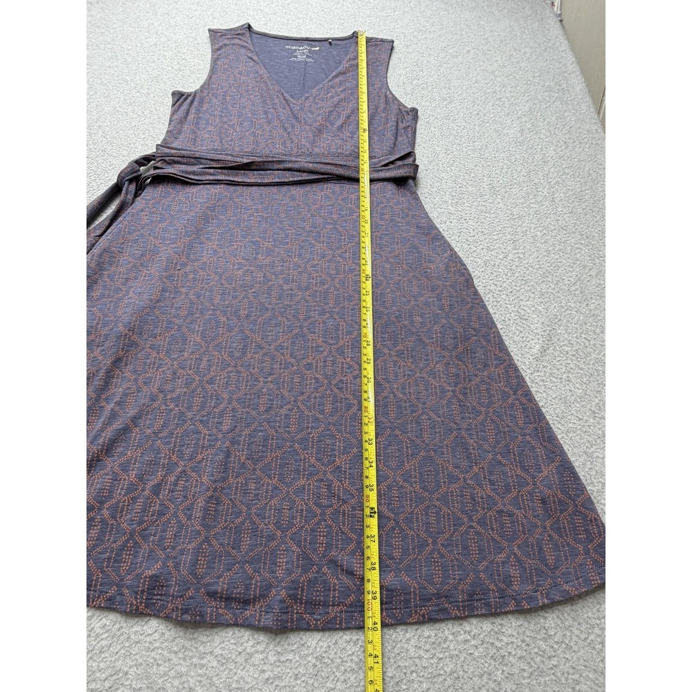 Toad&Co Wrap Dress Womens L Blue Geometric Sleeveless V Neck Knee Length - Picture 10 of 13